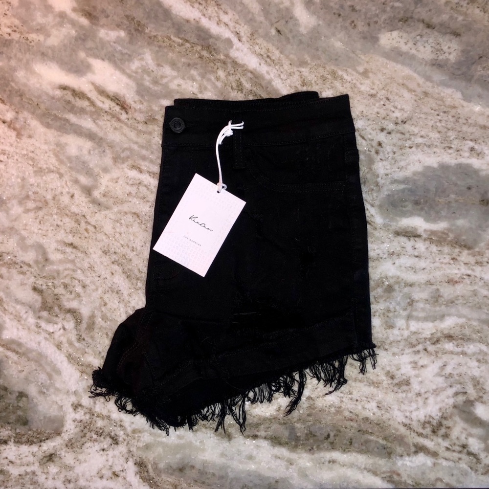 KanCan NWT Distressed Raw Hem Black Jean Shorts